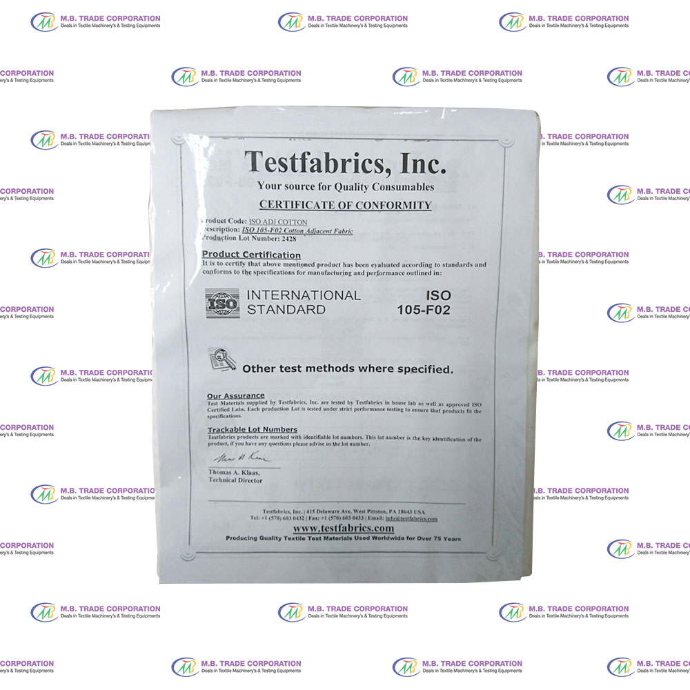 Cotton-Limbric-Adjacent-Fabric Testfabrics ISO 105/F02 Cotton Limbric Adjacent Fabric