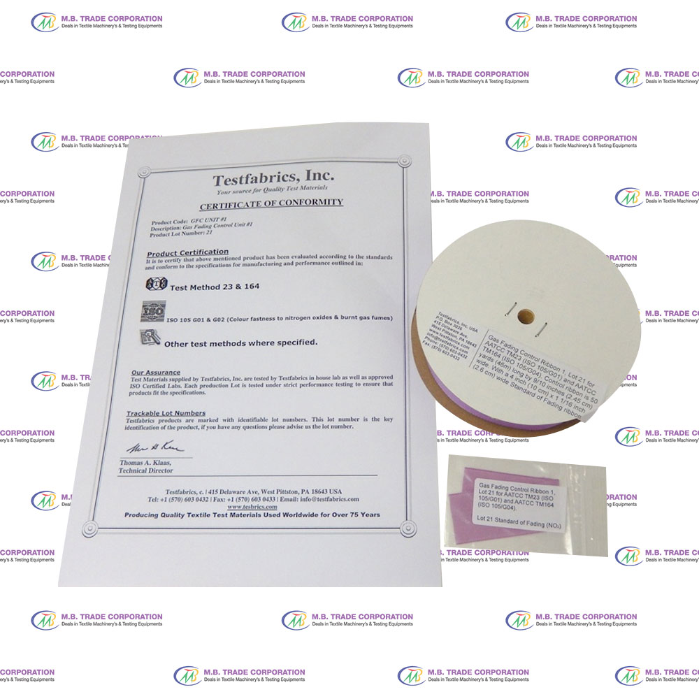 Testfabrics-#GFC-Unit-1,-Gas-Fading-Control-Ribbon-with-Standard-of-Fading-Ribbon Testfabrics Gas Fading Control Ribbon with Standard of Fading Ribbon